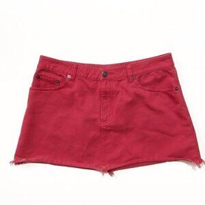 Marc Jacobs red raw edge mini skit, size 8